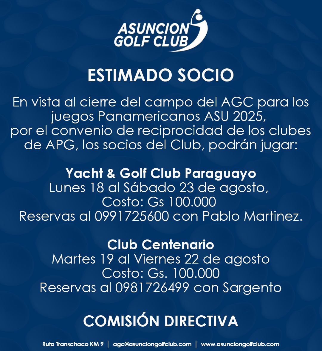 Clubes con reciprocidad para socios del AGC
