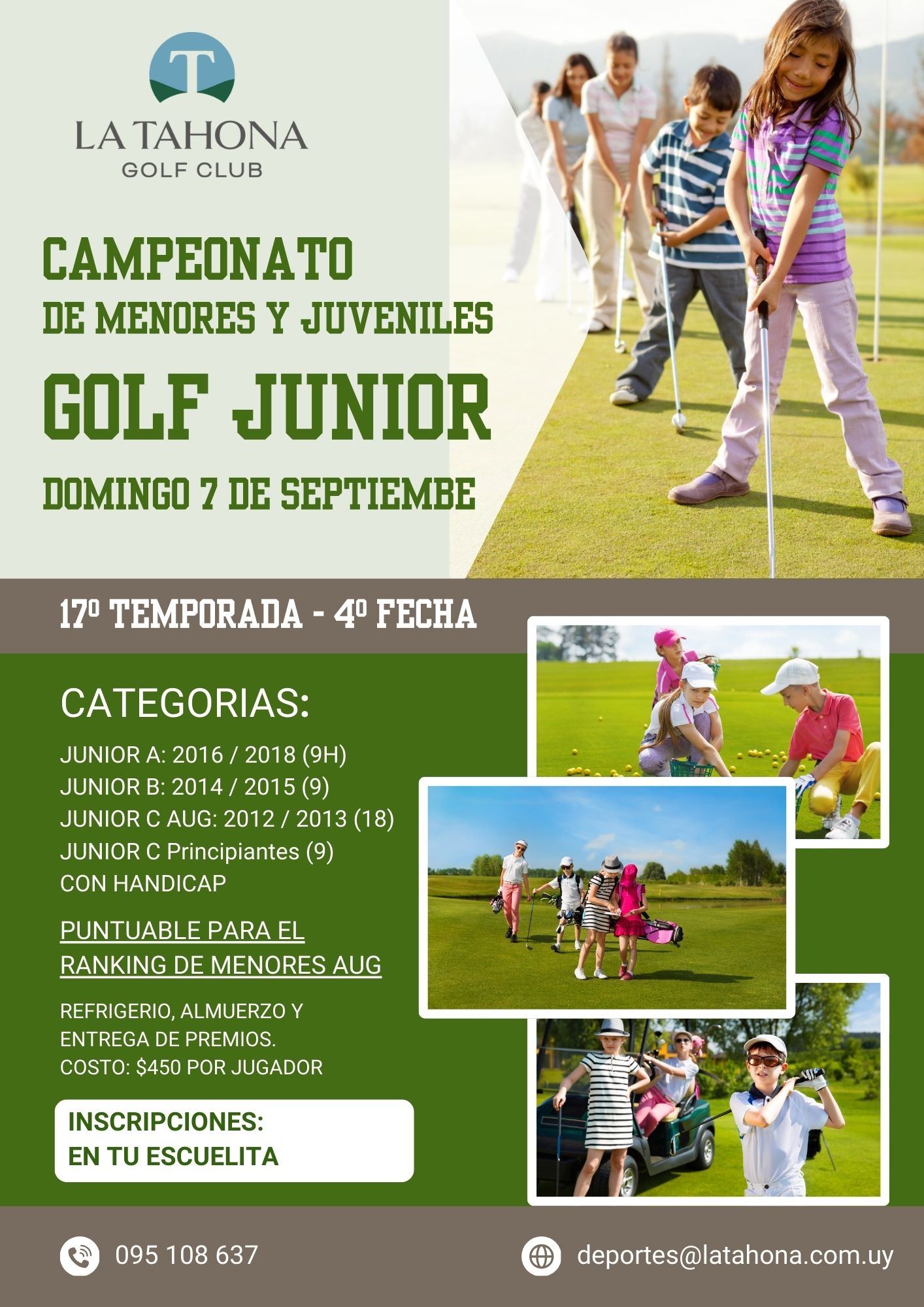 17º TEMPORADA DEL CAMPEONATO DE MENORES Y JUVENILES LTGC - DOMINGO 7/9 - 18 Y 9 HOYOS -  JUNIOR A, B