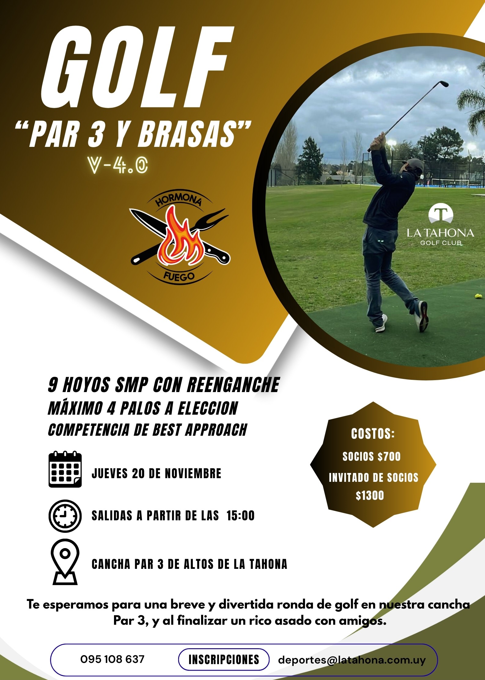 GOLF PAR 3 & BRASAS - V.4.0 -  JUEVES 20/11 - 9 HOYOS CON REENGANCHE -  COMPETENCIA DE BEST APPROACH