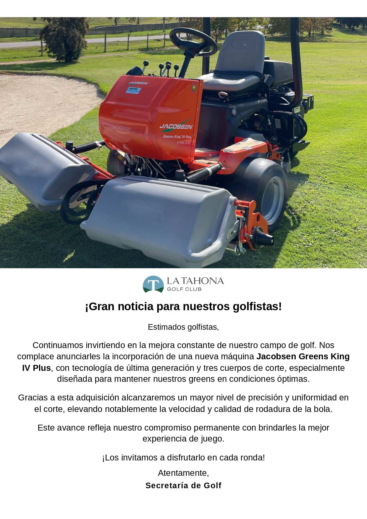 JACOBSEN GREENKING IV Plus - Gran Noticia para nuestros Golfistas!