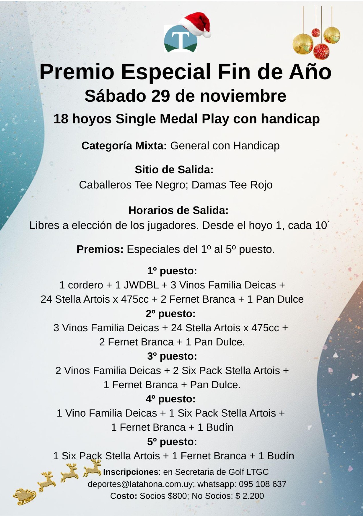 PREMIO ESPECIAL FIN DE AÑO - SÁBADO 29/11 - CONDICIONES