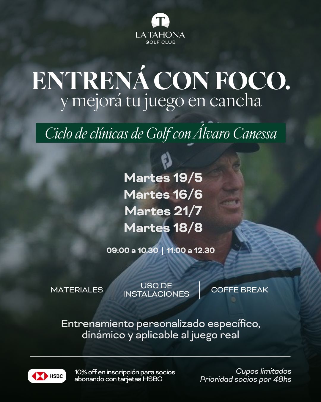 CICLO DE CLÍNICAS TEMÁTICAS DE GOLF CON EL PROF. ALVARO CANESSA - ENTRENÁ CON FOCO - LA PRIMERA ESTE