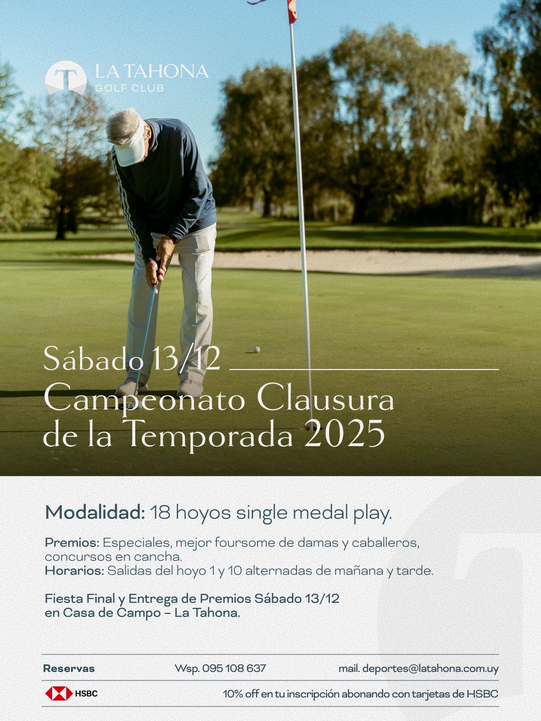 CAMPEONATO CLAUSURA DE LA TEMPORADA 2025 - FIESTA FINAL - SÁBADO 13/12 - 18 HOYOS SMP -  MEJORES FOU