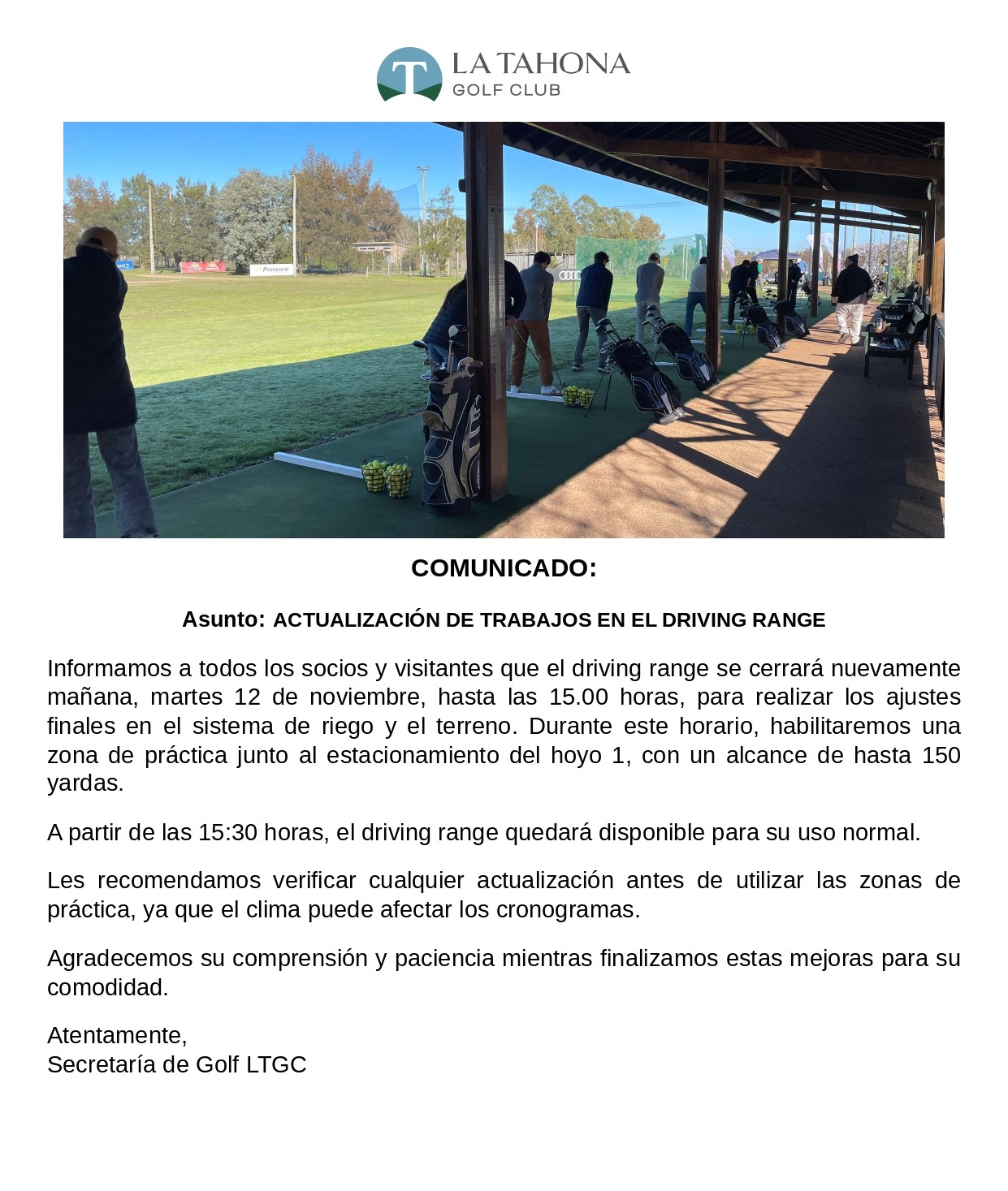 DRIVING RANGE - Ultimos trabajos y ajustes - maana hasta las 15.30 est clausurado, abrimos el espa