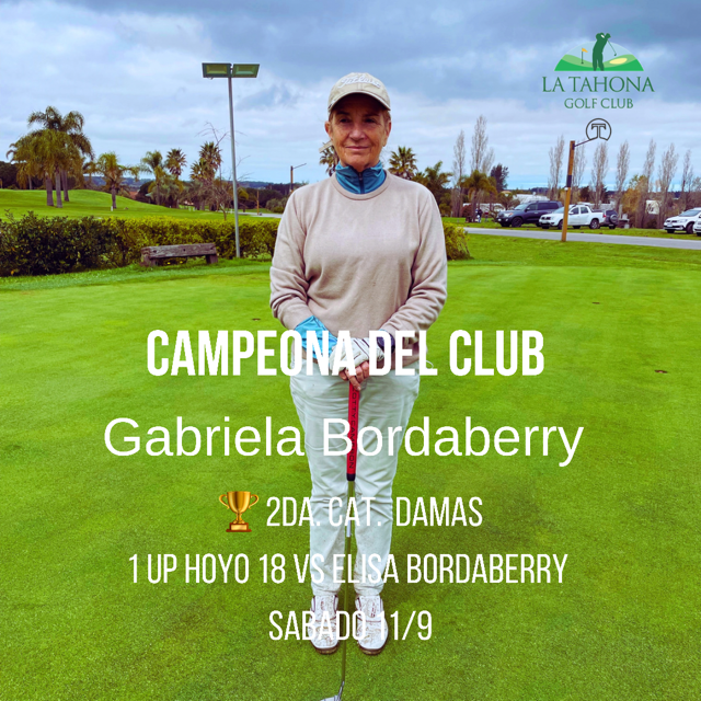 Gabriela Bordaberry es Campeona del Club en 2da. categora de damas.