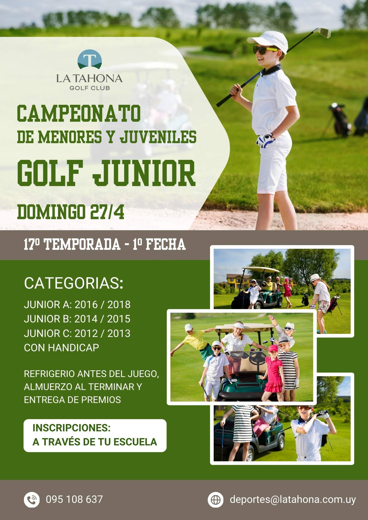 17º TEMPORADA - CAMPEONATO DE MENORES DEL CLUB - 1ERA FECHA - SÁBADO 27 DE ABRIL
