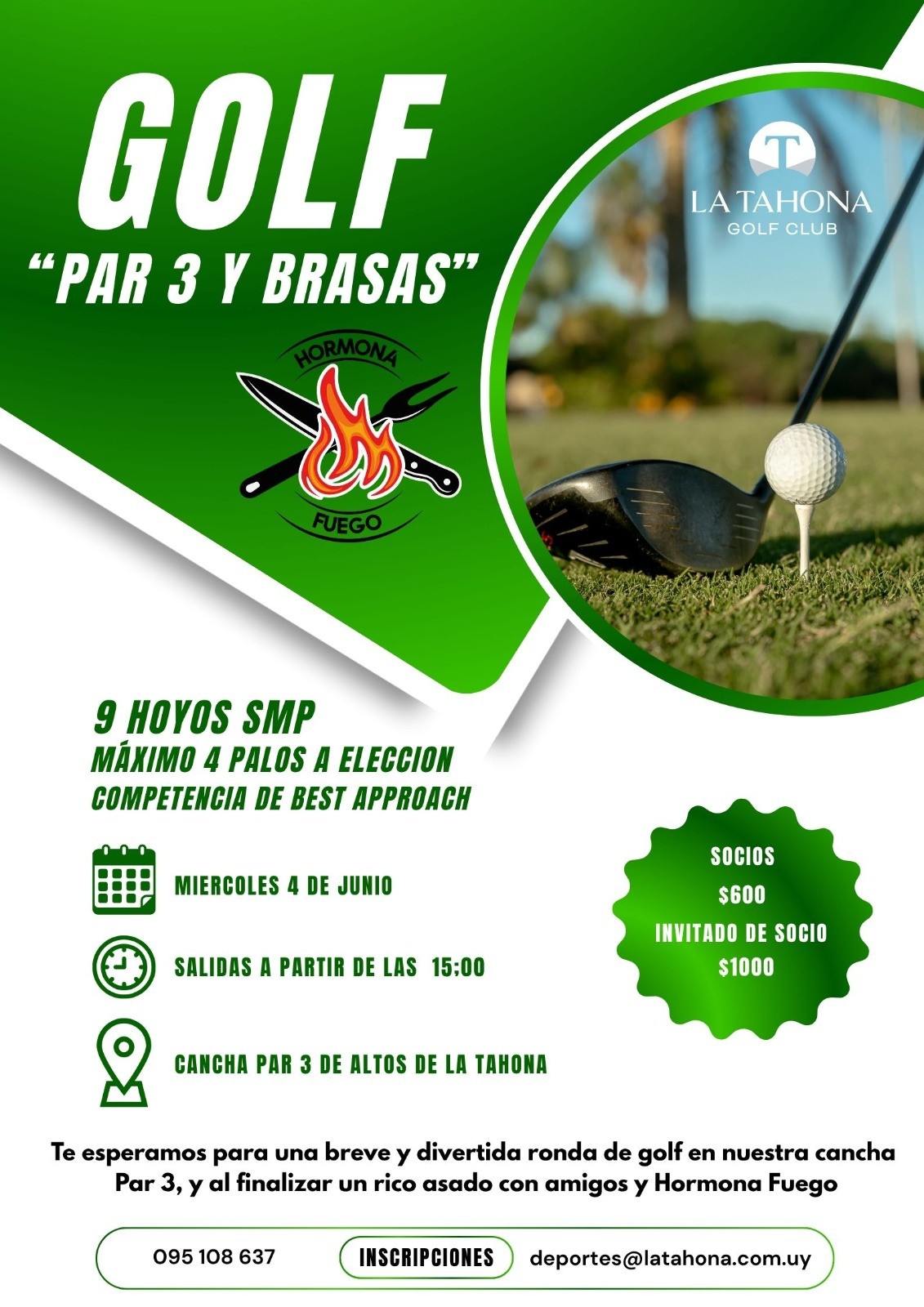 GOLF PAR 3 Y BRASAS - MIÉRCOLES 4 DE JUNIO - CANCHA PAR 3 DE ALTOS DE LA TAHONA 