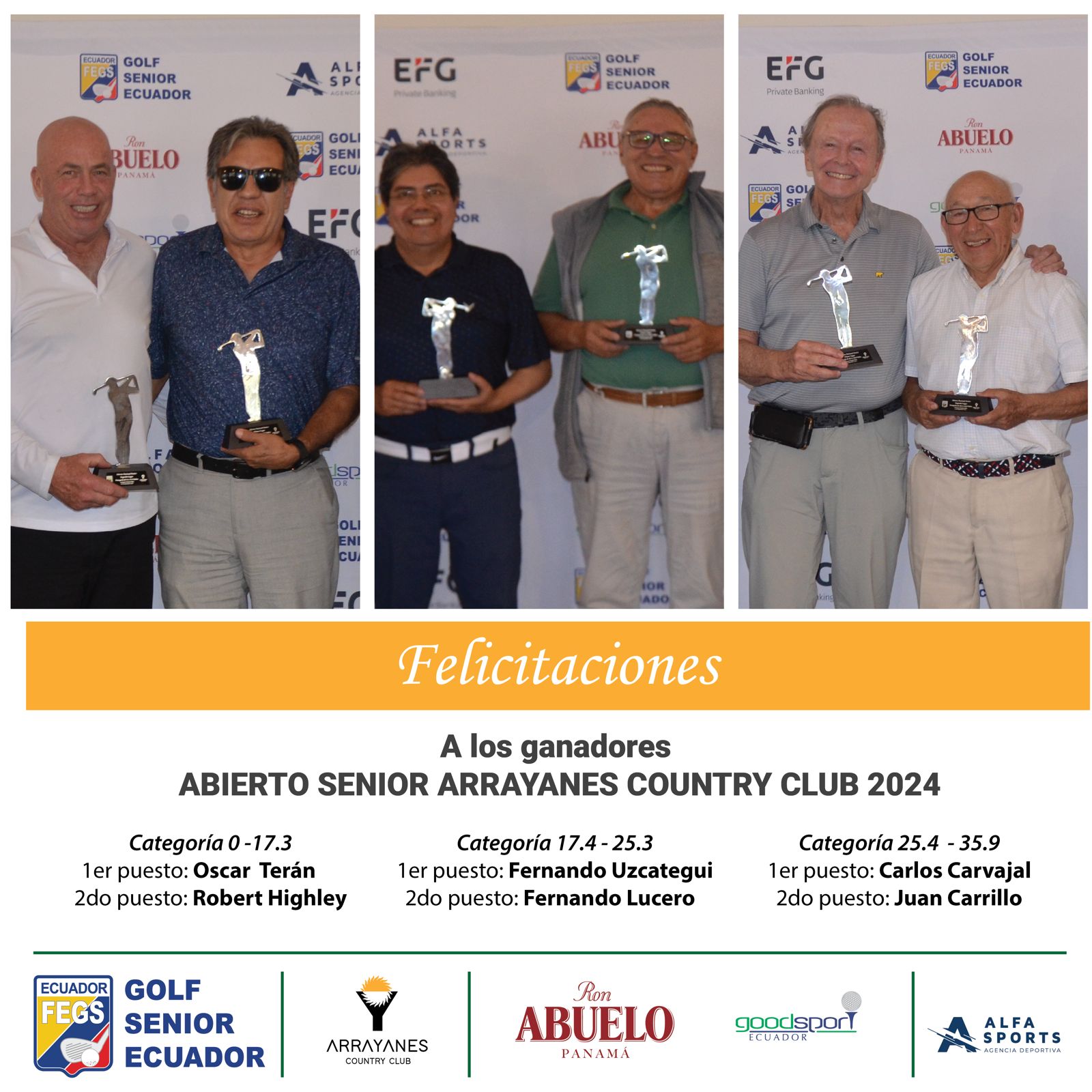 Ganadores Abierto Nacional Senior de Arrayanes Country Club