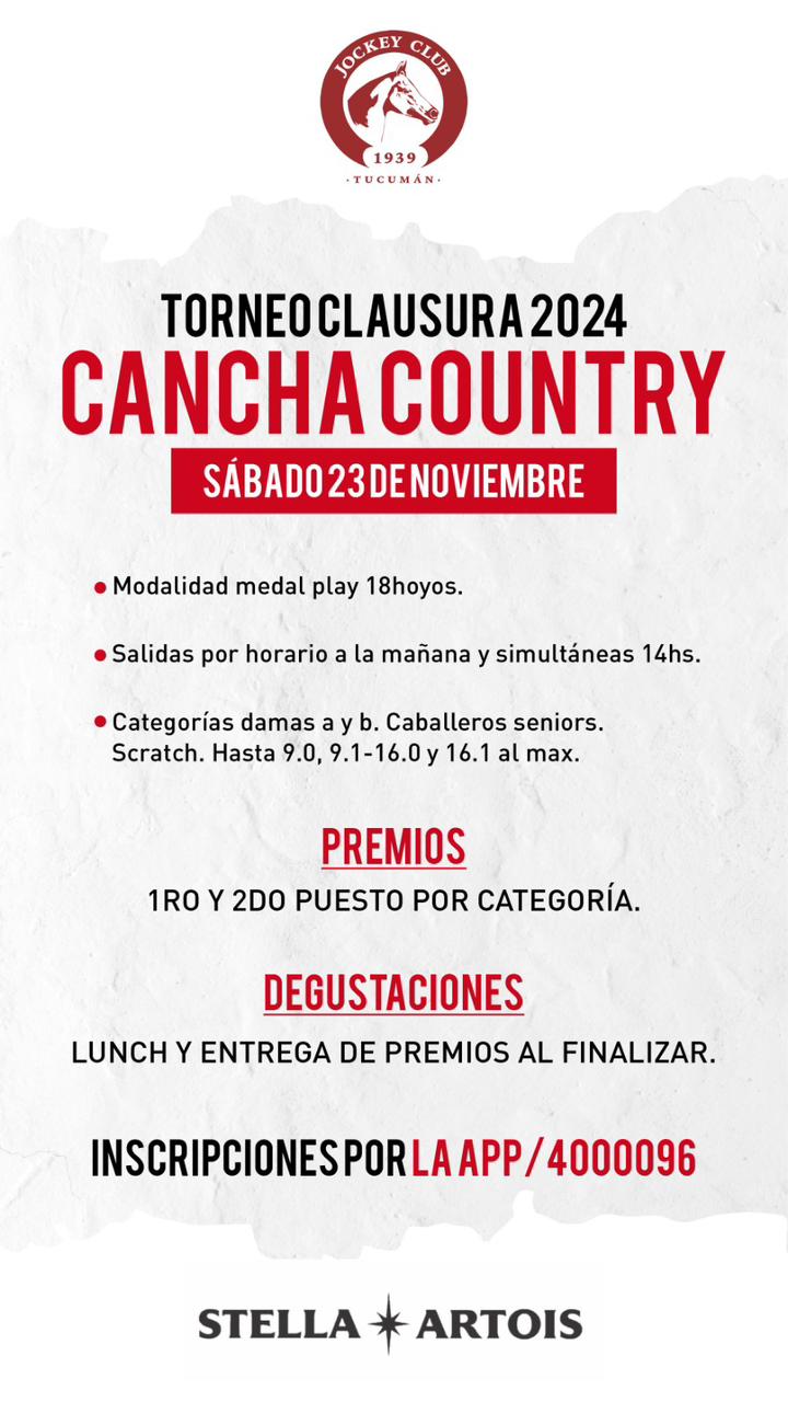 TORNEO CLAUSURA COUNTRY presentado por STELLA ARTOIS 